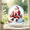 Holiday Window Decoration Christmas Clings Decoration, Cartoon Santa Claus Sticker with Crystal Ball, Ball Wall Stickers Hot Cocoa, Reusable