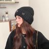 Korean Large Head Circumference Woolen Hat Winter Warm Hat Women's Bow Sweet Ear Protection Cold Pullover Knitted Hat