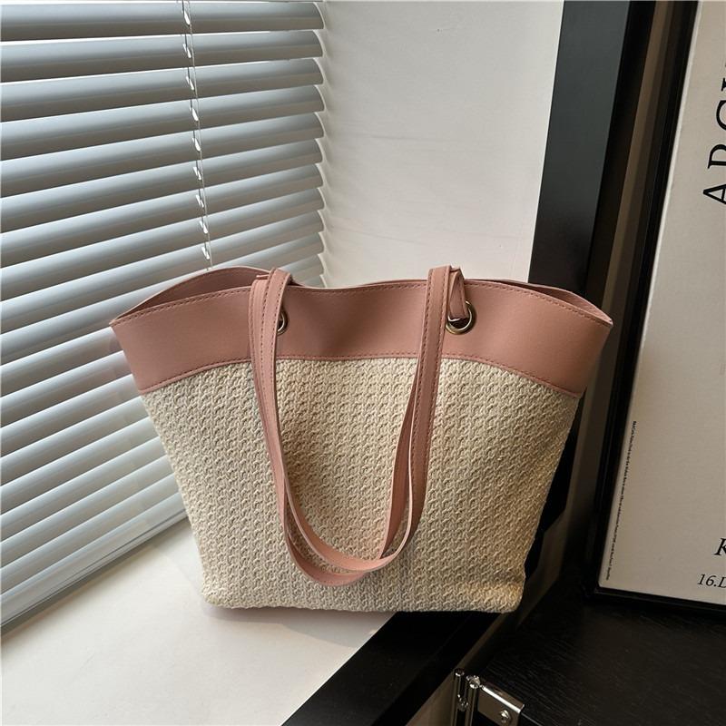 Large capacity casual woven bag women's summer straw bag seaside vacation beach bag versatile commuter shoulder bag