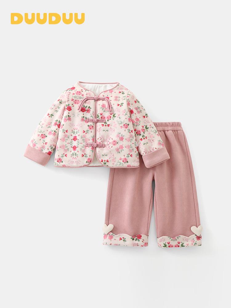 DUUDUU New Year Baby Girl Outfit 2025: Autumn/Winter Toddler Cotton Clothing