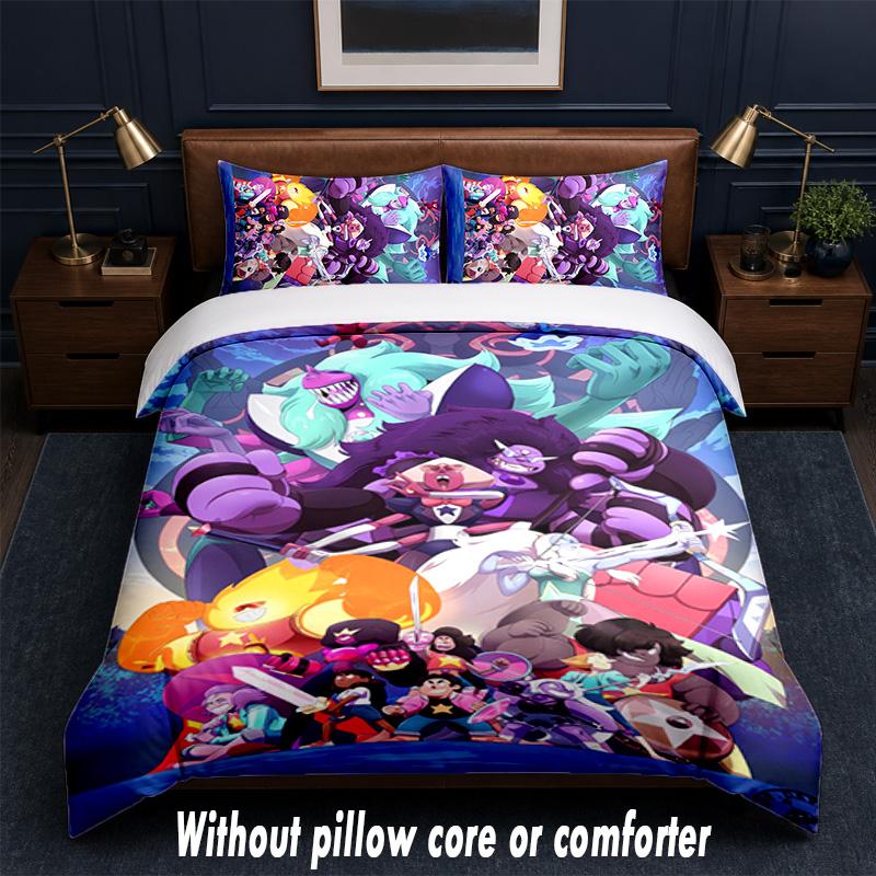 Steven Universe Design Bett Bettwäsche Set 1 Bettbezug + 2 Kissenbezüge Weich Atmungsaktiv Haushalt Bettwäsche