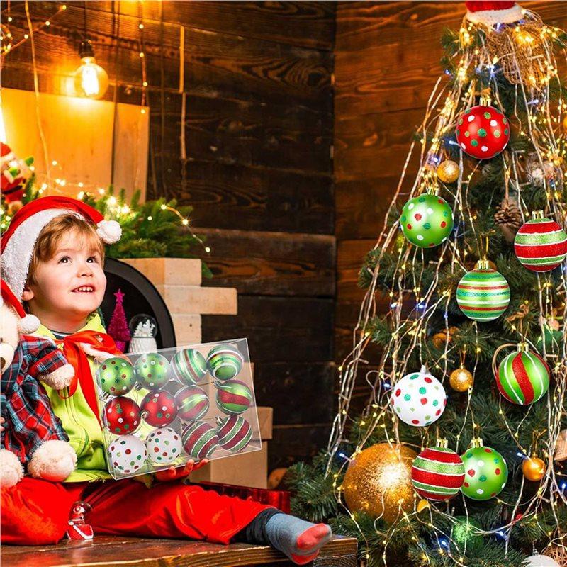 48 Pcs Christmas Tree Ball Ornaments 2.4 Inch Glittering Plastic Hanging Decorations For Xmas Decor