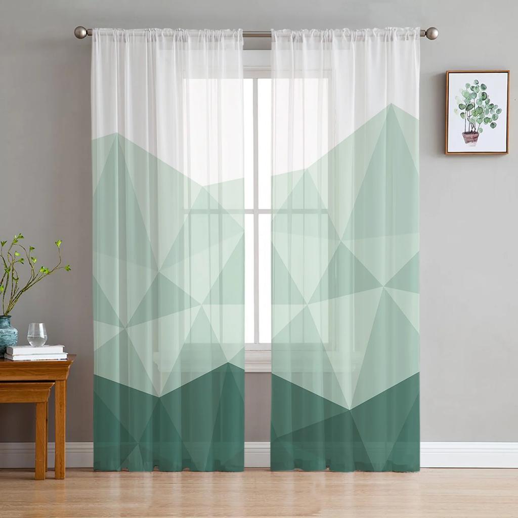 Abstrakte Geometrische Dreieck Tüll Vorhänge Für Wohnzimmer Dekoration Modern Chiffon Transparent Voile Küche Schlafzimmer Fenstervorhang
