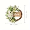 Artificial White Peony Wreath with Welcome Sign Farmhouse Wedding Spring Door Hanging Decor Realistic Flower Garland
