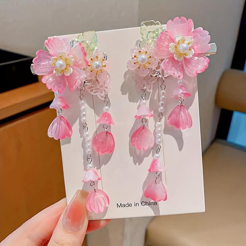 

2Pcs Hanfu Headdress Women s New Chinese Tassel Flower Hairpin Temperament National Style Super Fairy Step Swing Pearl Hairpin
