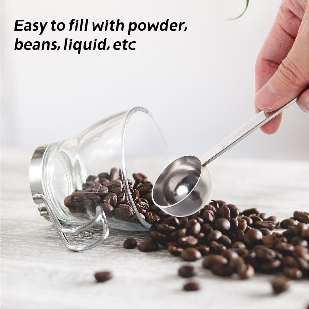 10Ml Stainless Steel Coffee Scoop Long Handle Engraved Measurement for Ground Coffee Milk Tea Powder Sugar Kitchen Measuring