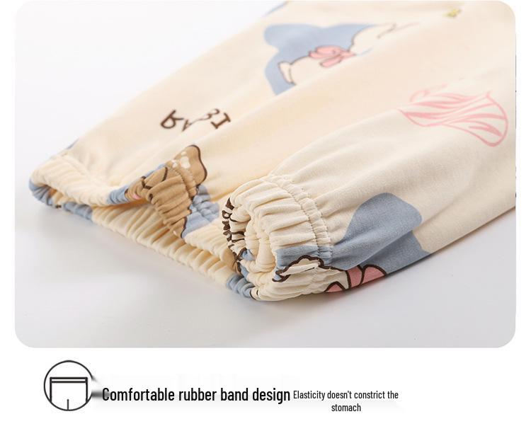 Niedlicher Cartoon-Pyjama für Damen: Reine Baumwolle, Langarm, Rundhalsausschnitt-Pullover, Frühling/Herbst