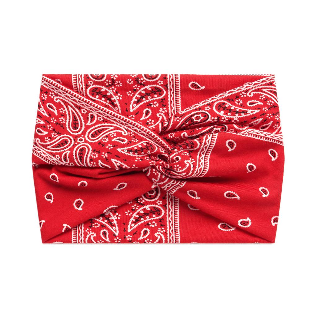 18Cm Print Cross Yoga Sports Headband Knotted Retro Cashew Wide Edge Tie Dye Headband Headscarf