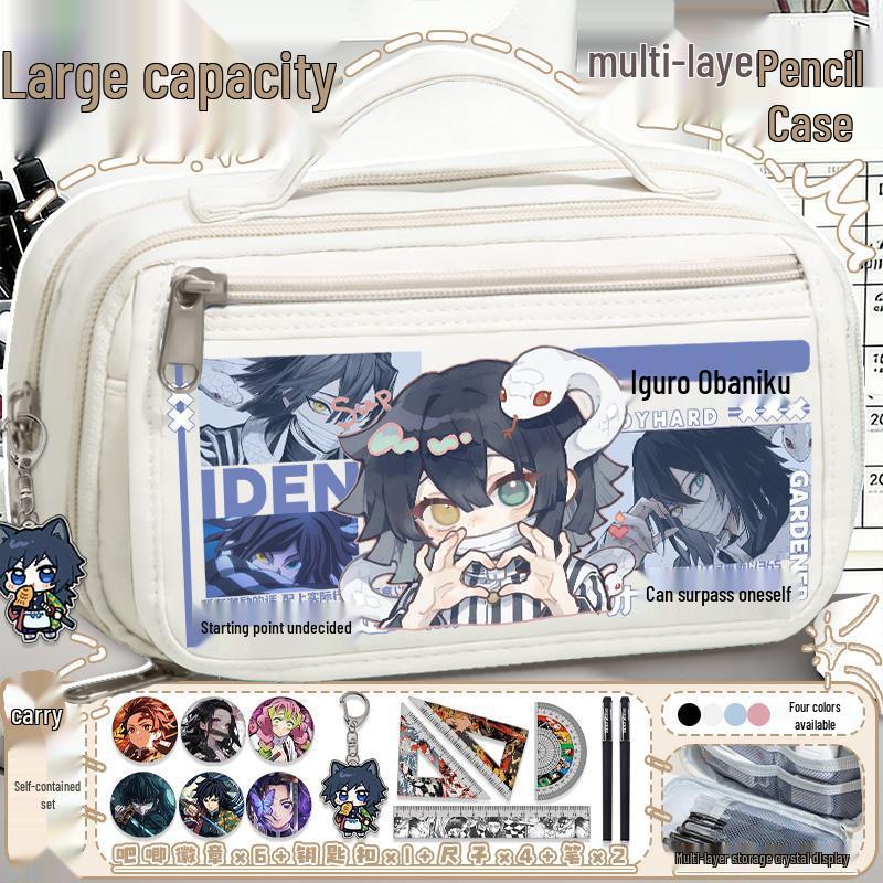 Demon Slayer Mehrschichtiger Federmäppchen - Nezuko, Shinobu, Mitsuri, Muichiro Design, Große Kapazität für Grundschüler