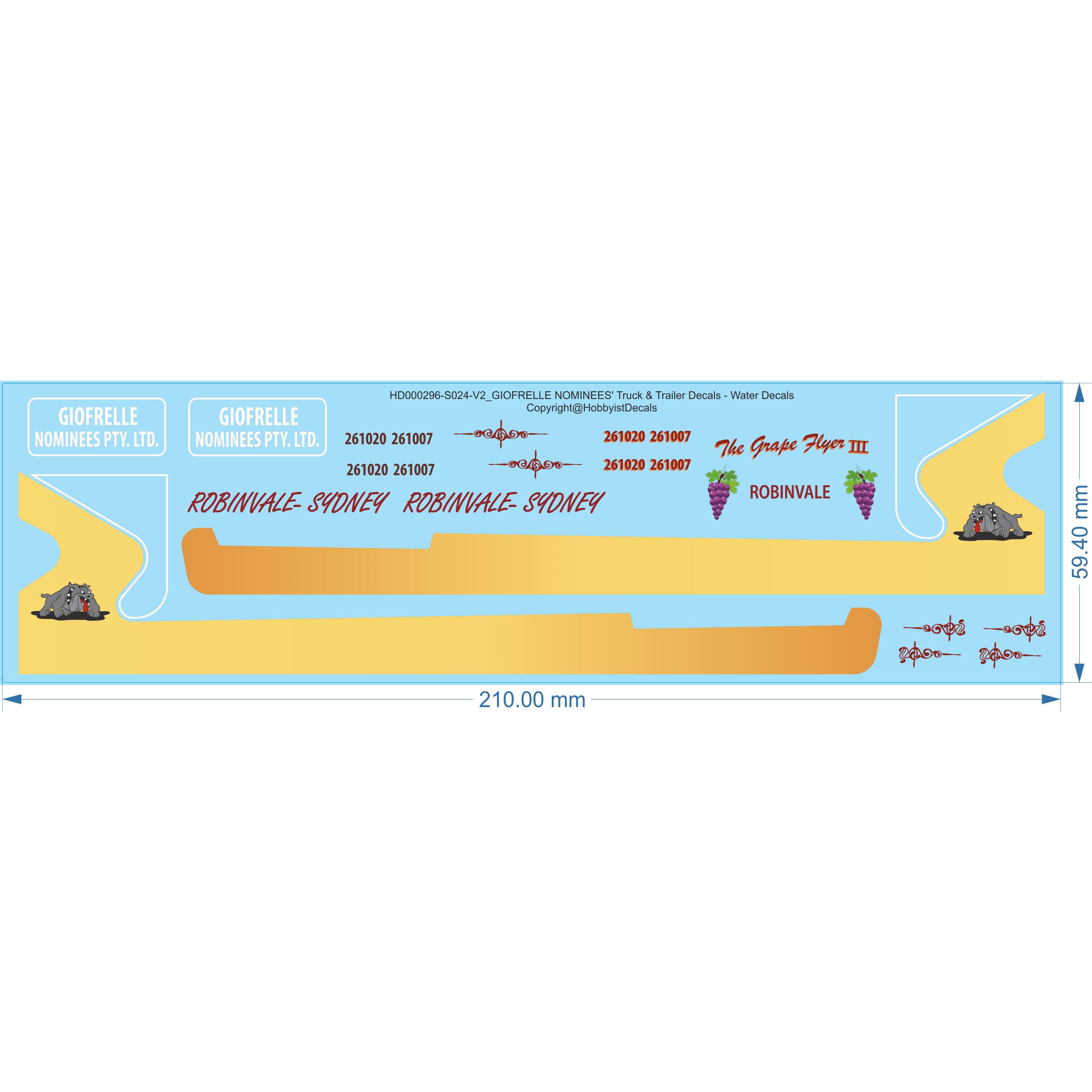 GIOFRELLE NOMINEES Truck & Trailer MUDFLAP Decals - 1/24 - Water Decals