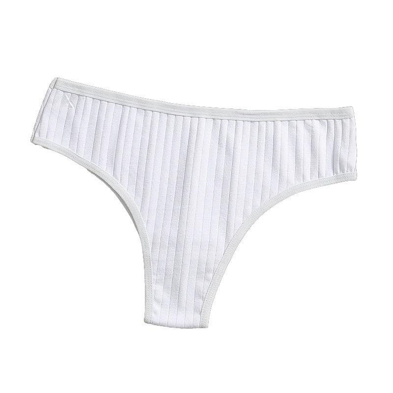 Women's Sexy Seamless Ribbed Low-Waist Cotton Thongs - Charming, Comfortable, Solid Colors