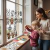 12 Pack Christmas Window Stickers Handmade DIY Paper Art Craft Kit Window Pictures Craft Templates for Wall and Room Decoration