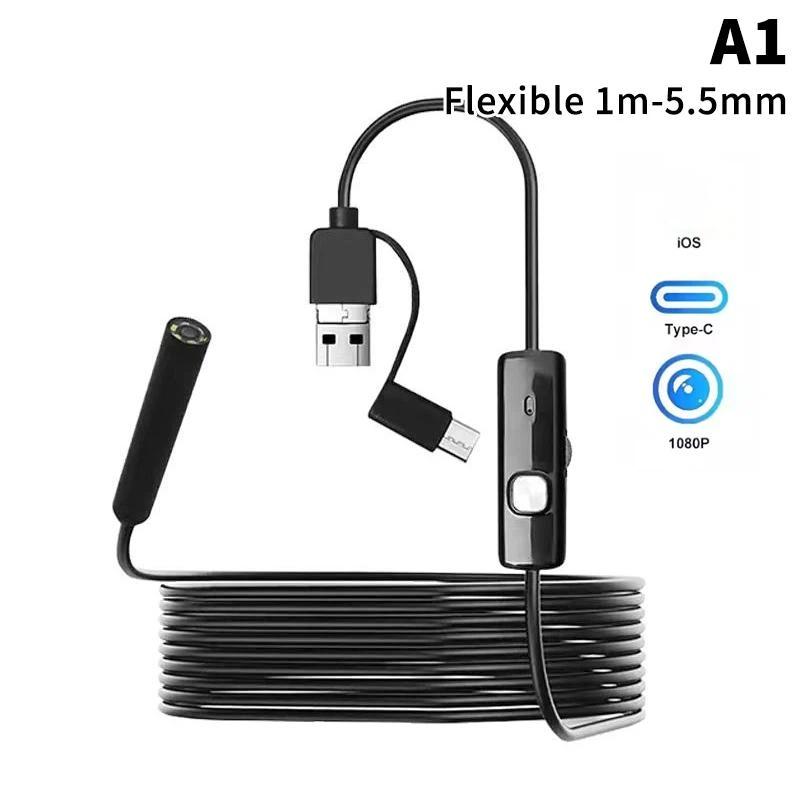 

3 In1 Wired Mini Endoscope Camera 100W Pixel 5.5Mm 8Mm Lens For Android Type-C/Usb Endoscope Adjustable Borescope Mini Camera A1