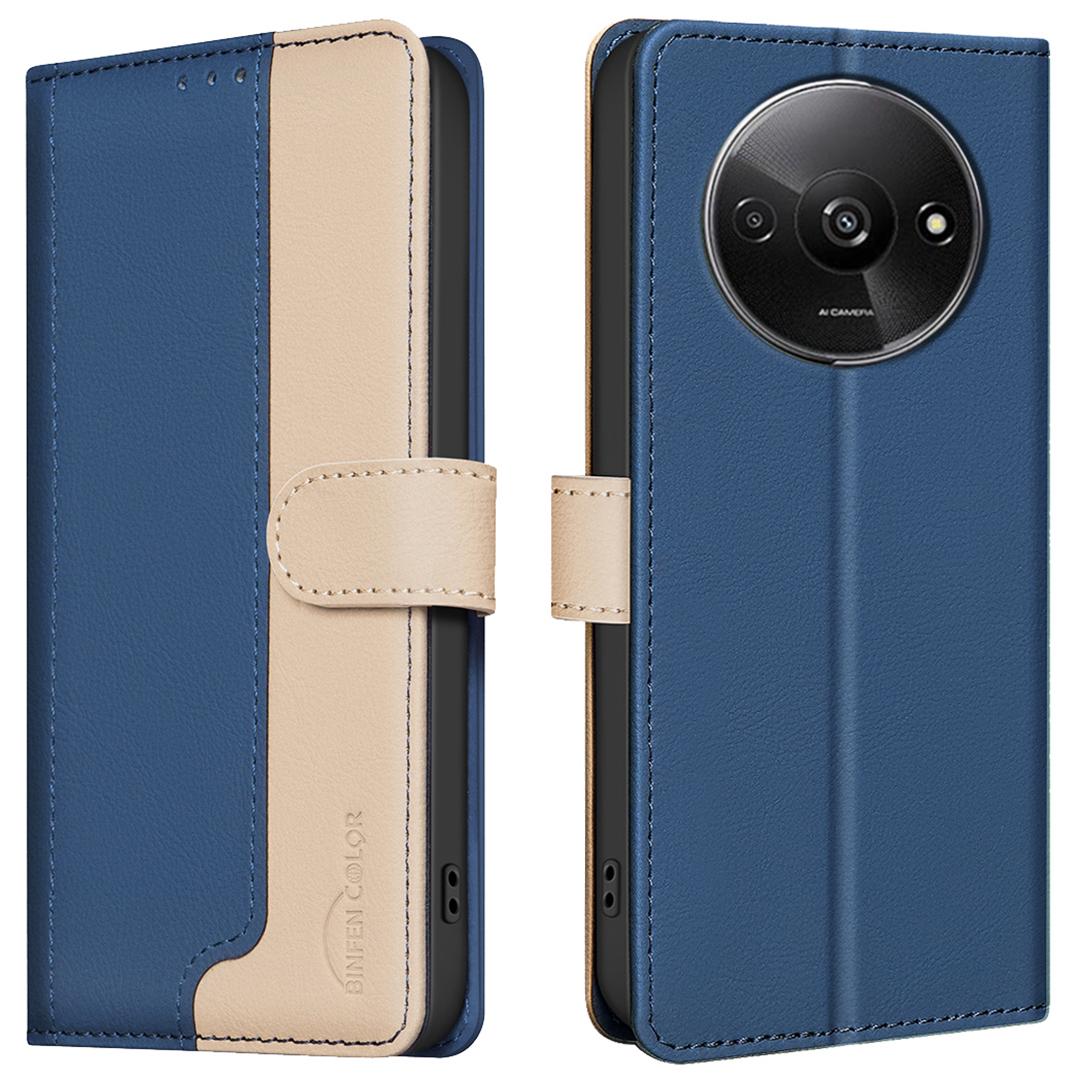 

For Xiaomi Poco C61 4G/Redmi A3 4G Leather Phone Case RFID Blocking Blue