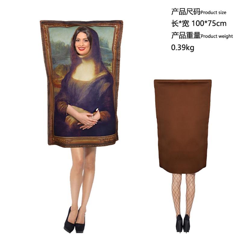 Halloween Mona Lisa 2 Costume Mural Costume Campus Event Performance Composite Sponge Suit Onesie