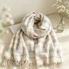 New Double-sided Scarf Women's Winter High-end Plaid Fringed Shawl Warm and Thickened Scarf