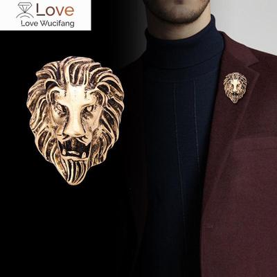 Vintage Animal Lion Head καρφίτσες Πουκάμισο με στρας Καρφίτσες πέτο Κορσάζ Unisex Κοσμήματα Δώρα για άνδρες και γυναίκες Αξεσουάρ