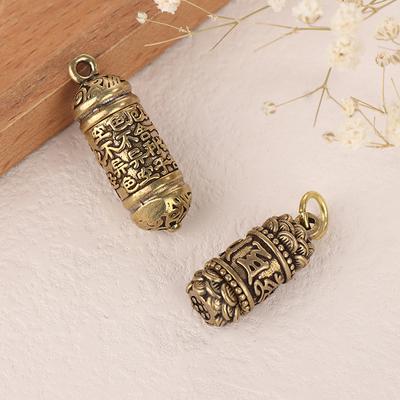 1ks Dutá mosazná láhev Buddha Sutra Válec Přívěsek Klíčenka Náhrdelník Šperky Ručně vyráběné Vintage Nádoba na pilulky Láhev