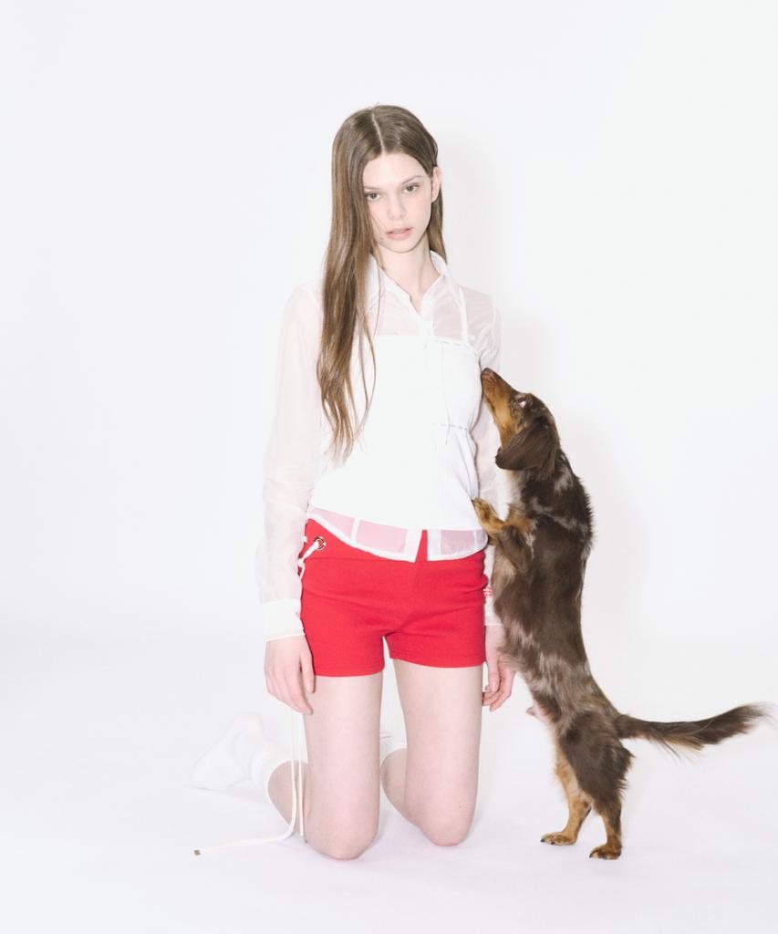 Podeowedeo Sheer Layered Shirt (White)