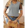 2026 New Polka Dot Mesh Patchwork Short Sleeve T-Shirt for Women, Elegant and Stylish Round Neck Top