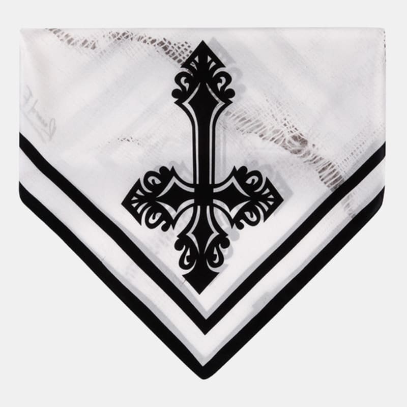 RECLOW CROSS SILK SCARF WHITE