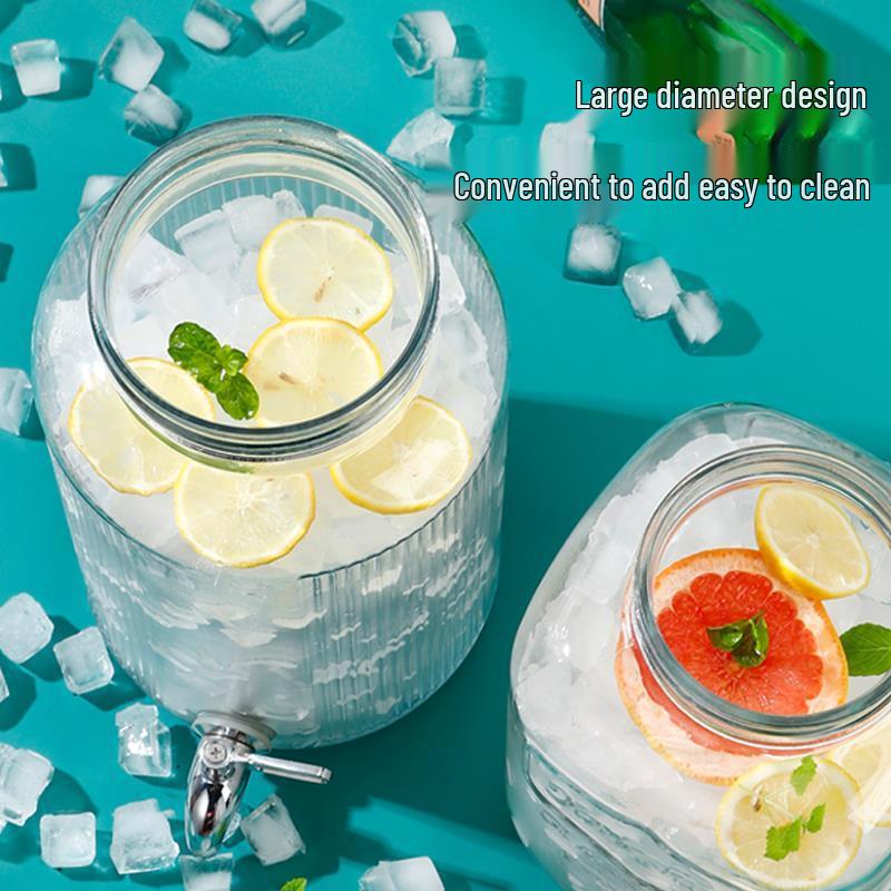 Haofeng 5.5L Glass Beverage Dispenser with Faucet & Stand