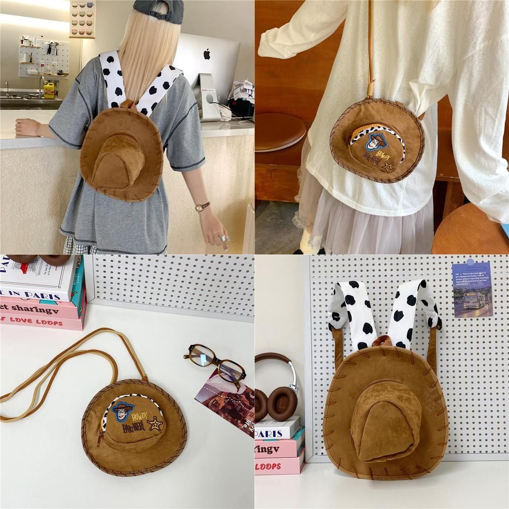 Color Solid Retro Woody Embroidered Plush Daypack With Soft Material Gift Giving