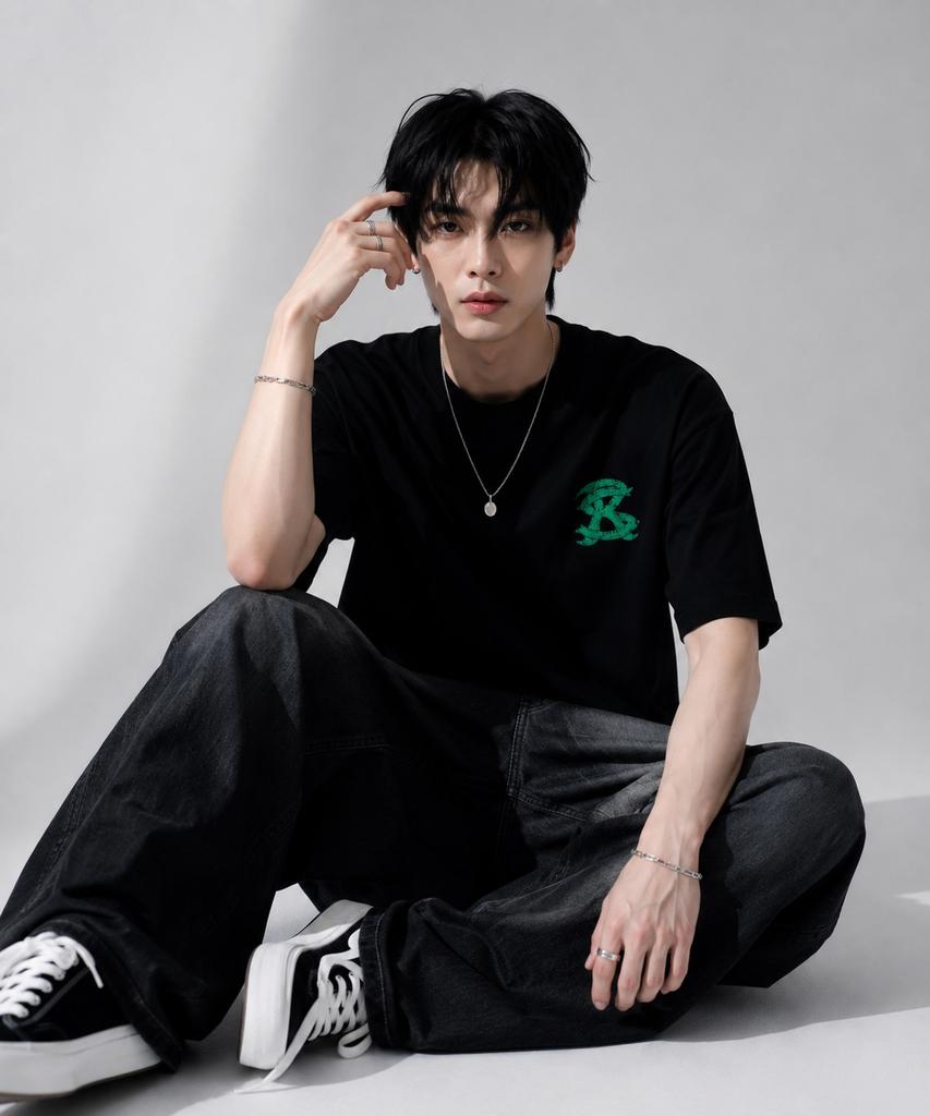 Seuteijial Sr Vintage Printed Short Sleeve T-Shirt [Black]