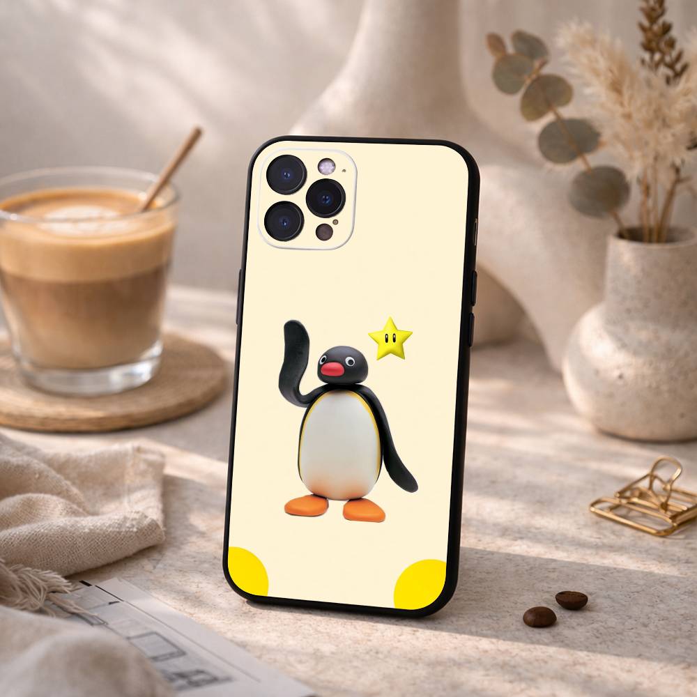 Cute P-Penguin P-Pingu Phone Case For iPhone17,16,15,14,13,12,Plus,Pro Max, 5G Others Soft Black Cover iPhone13PRO