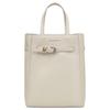 Voyou Markenlogo Abnehmbarer Schultergurt Kalbsleder Tragetasche Einkaufstasche Mini Damen-Tote Elfenbein BB50ZTB231-105