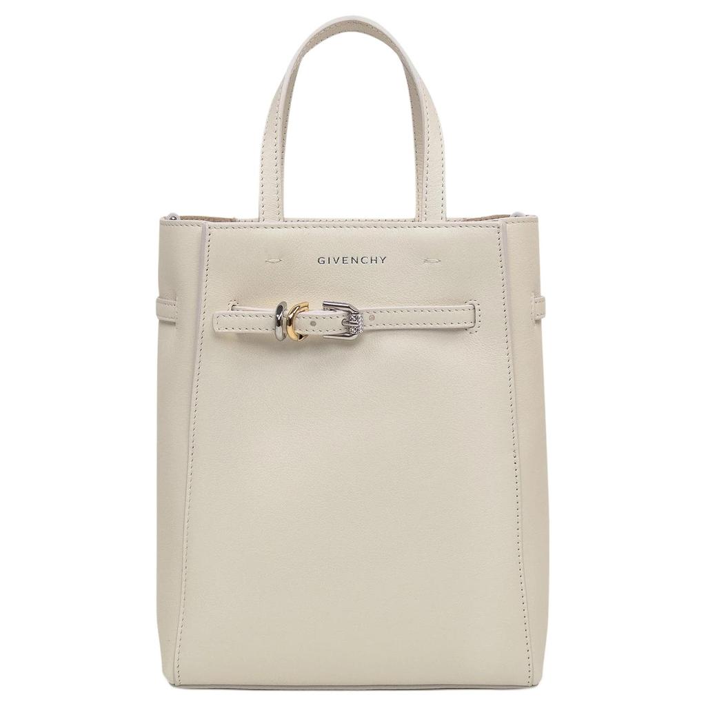Givenchy Voyou Markenlogo Abnehmbarer Schultergurt Kalbsleder Tragetasche Einkaufstasche Mini Damen-Tote Elfenbein BB50ZTB231-105