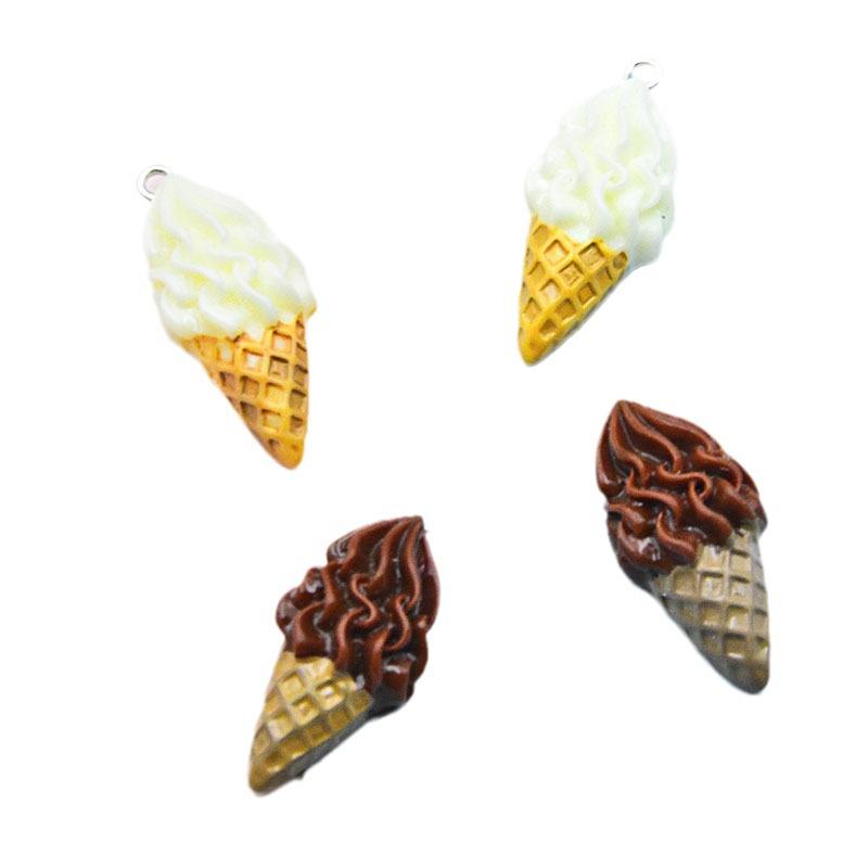 Resin Ice Cream Cone Keychain Charm – Cute DIY Jewelry Accessory Toy Ornament