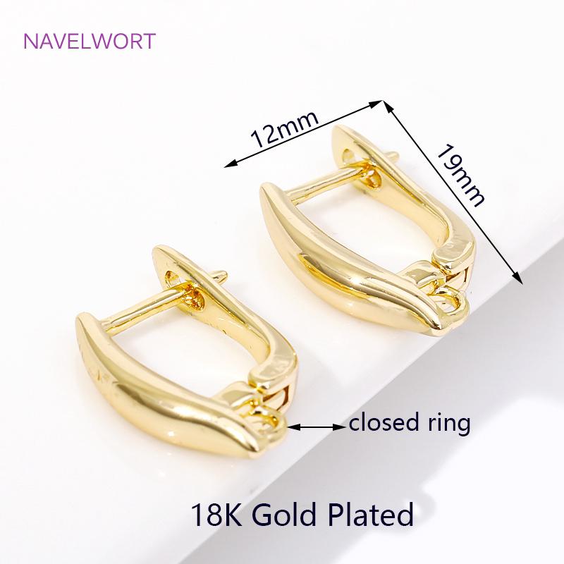 DIY Earring Making Accessories 18K Gold Plated Smooth Earring Hook Clasps Brass Metal Earwires Hooks,Jewelry Making Supplies