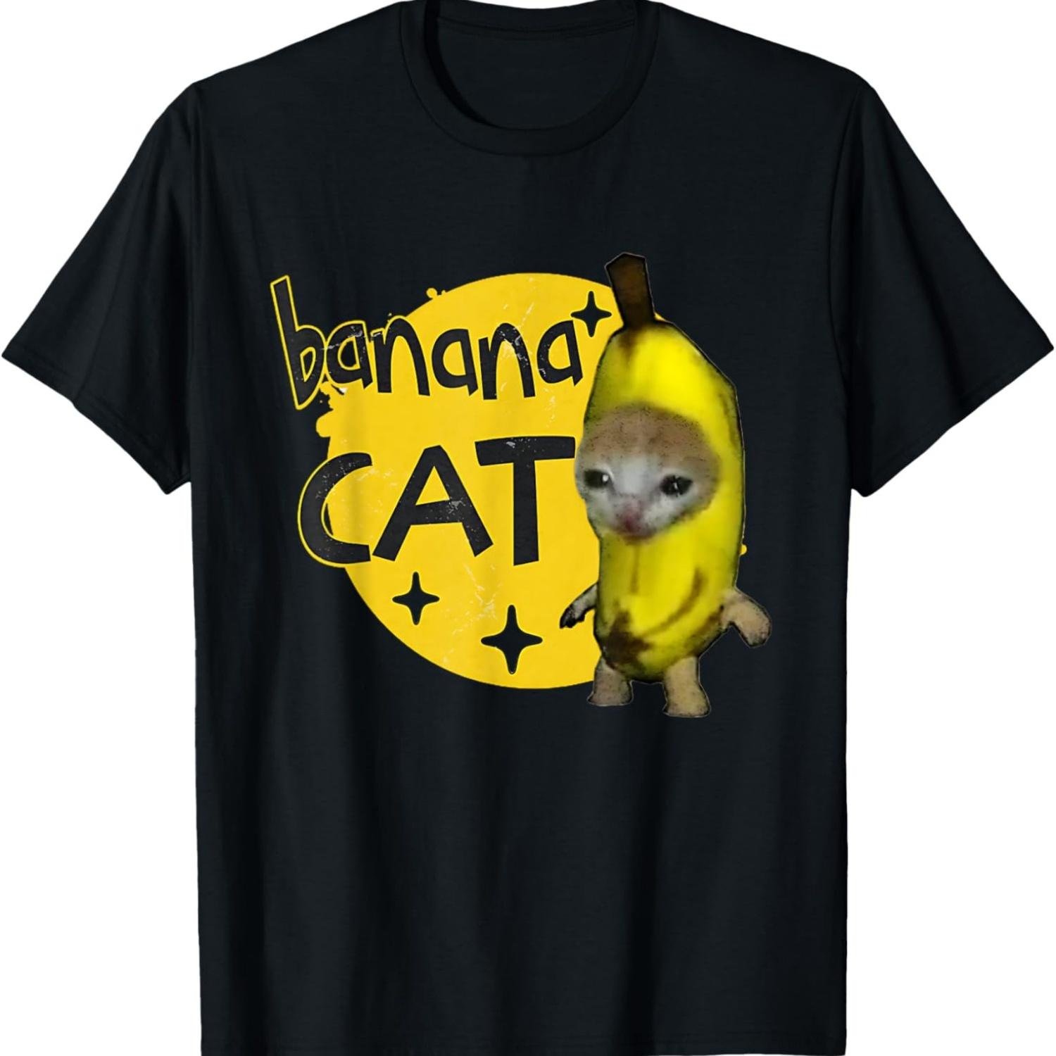 Happy Banana Cat Meme Bananacat Happy Kitty Cat Lovers Meme Men Women Kids T-Shirt(1) S
