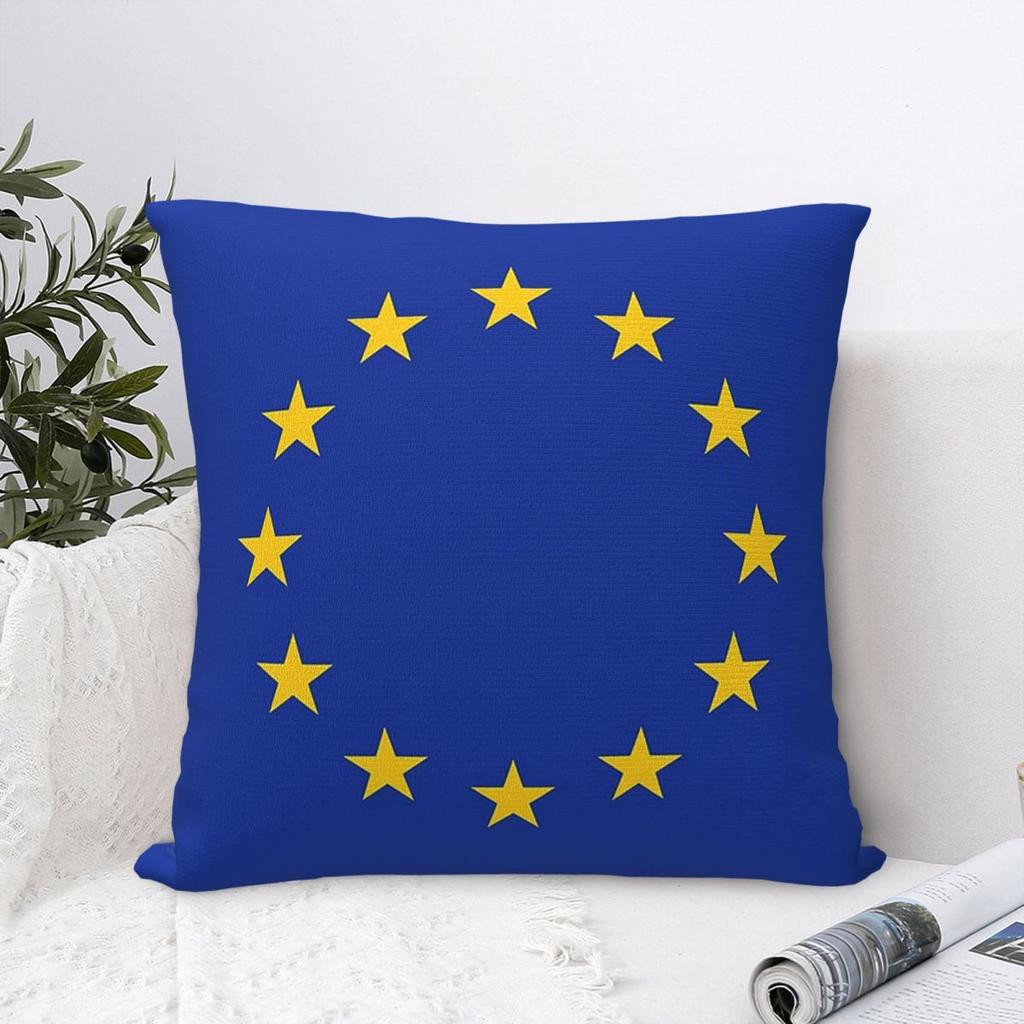 EU Europe European Union European Flag EU Stars Square Pillowcase Cushion Cover Pillow Case Throw Pillow Cover for Home Bedroom