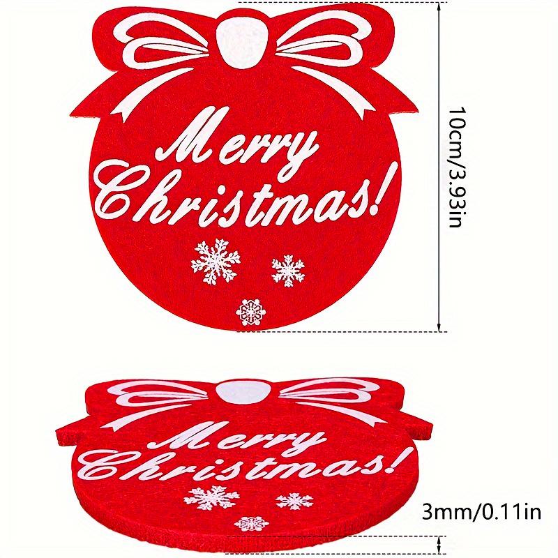 10PC Snowflake Printed Party Red Holiday Felt Coasters Table Decor Christmas Cup Mats Festive Absorbent Wool Beverage Decoration
