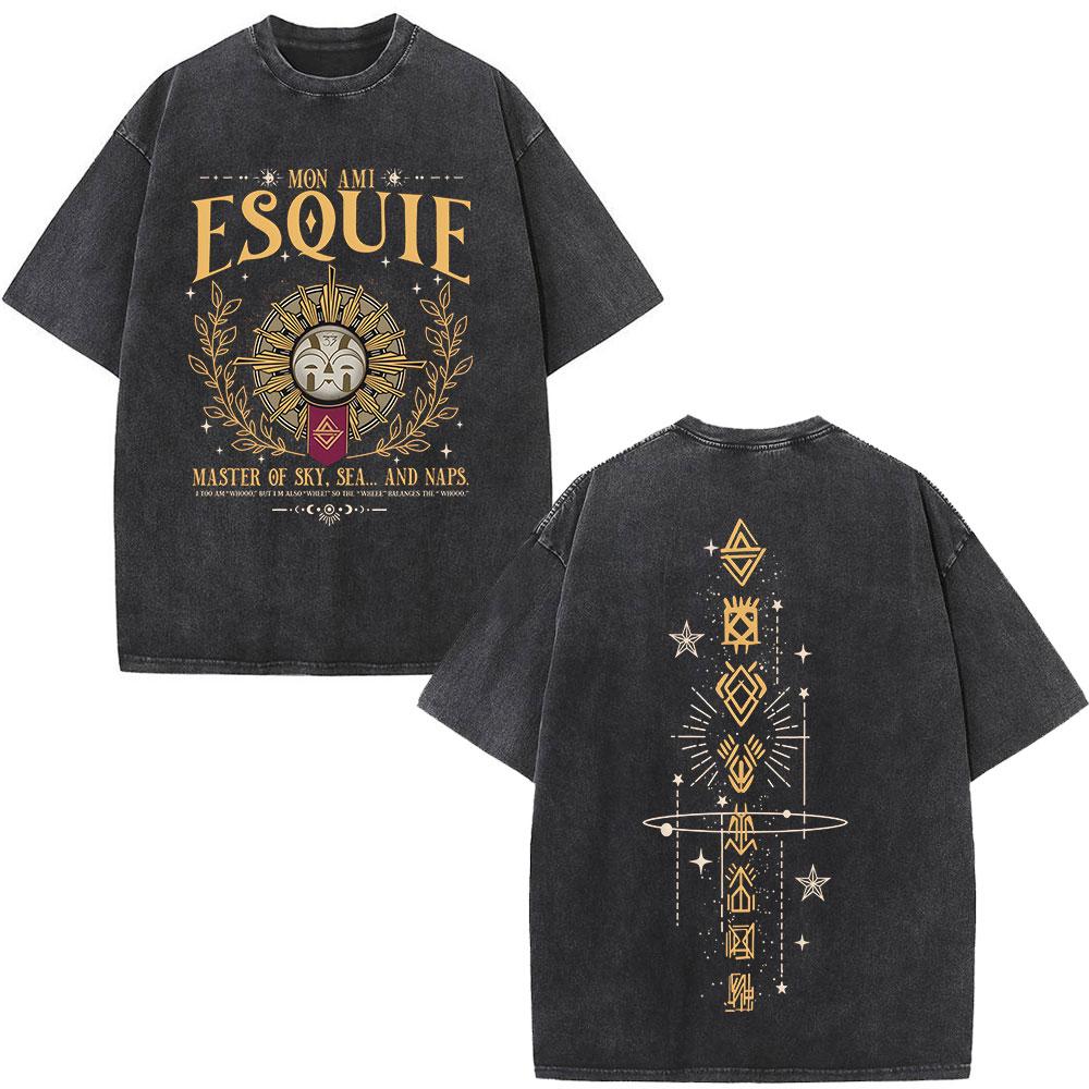 

Esquie Clair Obscur Expedition 33 Vintage Washed T Shirts Game Fans Gift T Shirt Men Women Clothing Fashion Short Sleeve T-shirt XL