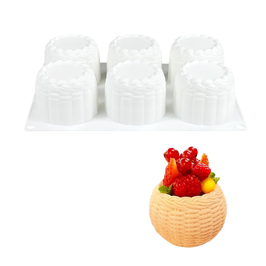 6 Cavity Flower Basket Silicone Mold For Mousse Cake Chocolate Candle Making Heat Resistant Baking Mould