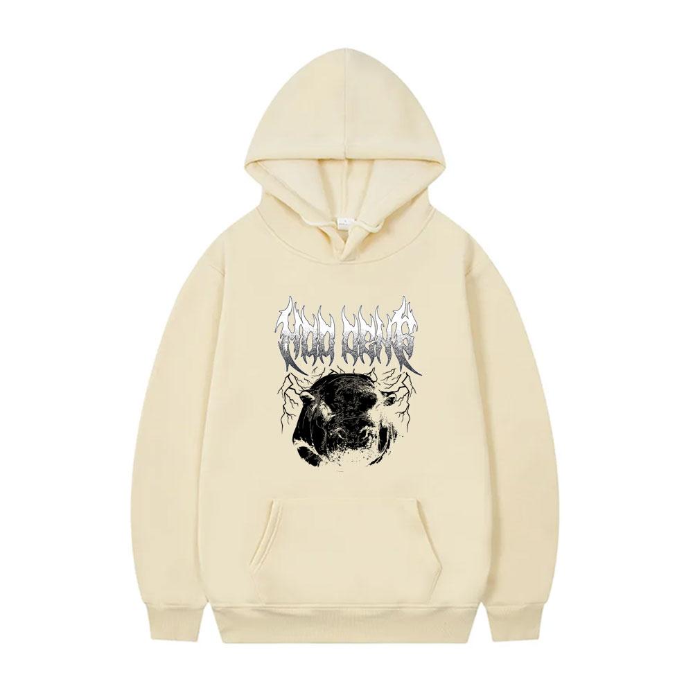 Vintage Moo Deng Print Hoodie Fuuny Baby Hippo Meme Hooded Sweatshirt Men Women Fashion Casual Oversized Fleece Cotton Hoodies