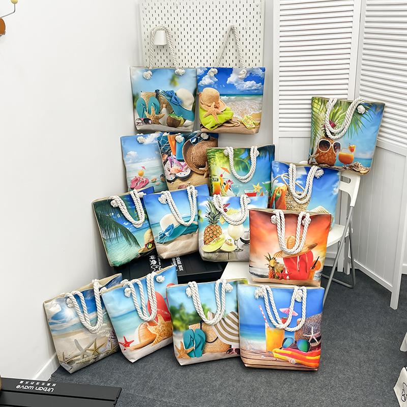 Strandväska Stor Tote Enkelaxel Damväska Trendig Casual Handväska Kort Resväska