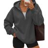Women's casual fashionable long-sleeved hooded pullover with half-zip on the chest
