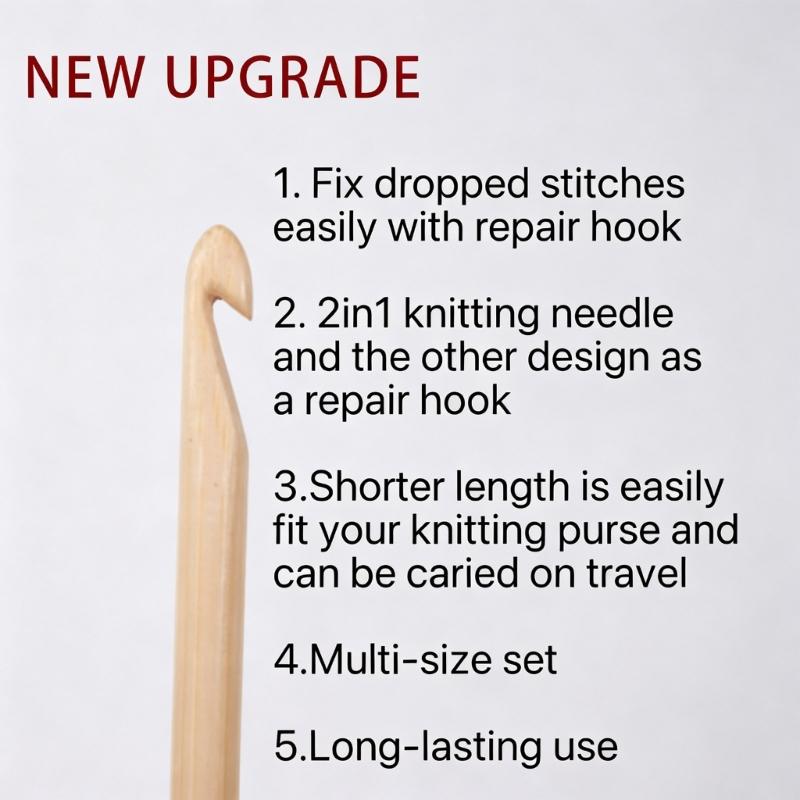 Häkelnadeln mit Holzgriff für Pullover Schals Garn Handarbeit Reparatur und Stricken Häkeln 2 Größen Vogelspitze Stricknadeln