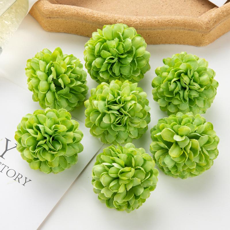 50Pcs Artificial Hydrangea Flowers for Wedding Garden Home Decor Christmas Party Diy Candy Box Scrapbook Pink Ball Chrysanthemum