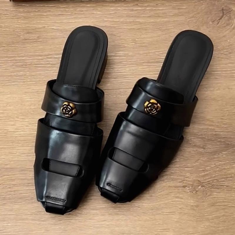 

Мода Мода Металлическая Цветочная Декорация Брендовые Шлепанцы Женские Черные Полые Вставки Шлепанцы Комфорт Повседневные Офисные Туфли Сандалии 39 чёрный