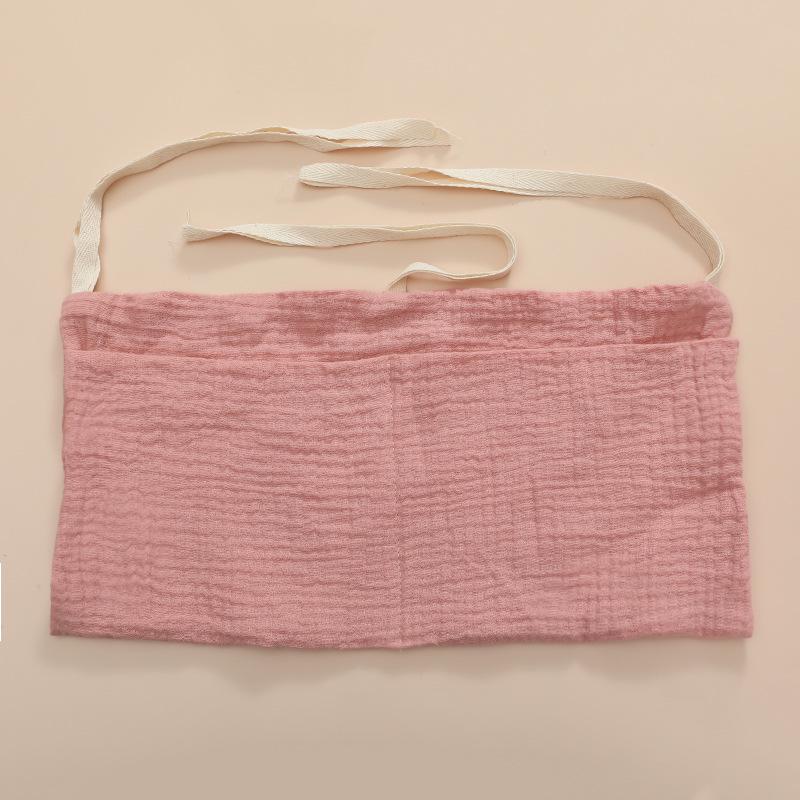 Double-Layer Pure Cotton Baby Stroller Storage Bag with Double Pockets and Printed Bottle Holder