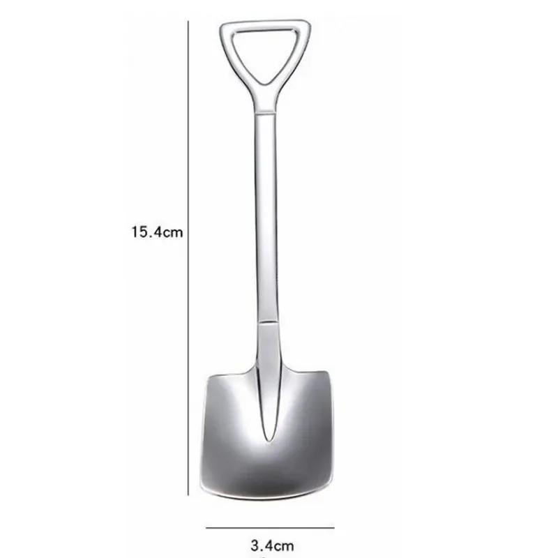 1PC Stainless Steel Shovel & Point Spoons Coffee Tea Spoon Ice Cream Dessert Tip Scoops Cutlery Tableware Set Kitchen Tools