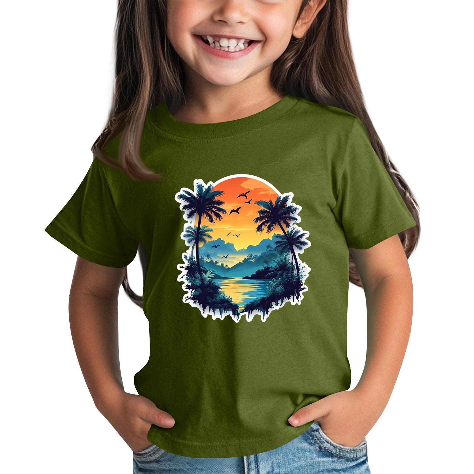 

Детская модная повседневная футболка с круглым вырезом и короткими рукавами 100 армия зеленый