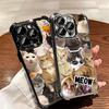 Crying Cats Combine Memes Plating Phone Case For Iphone 16 17 Pro Max Air 16E 14 15 Plus 12 13 Mini Anti-Fall Airabag Cover