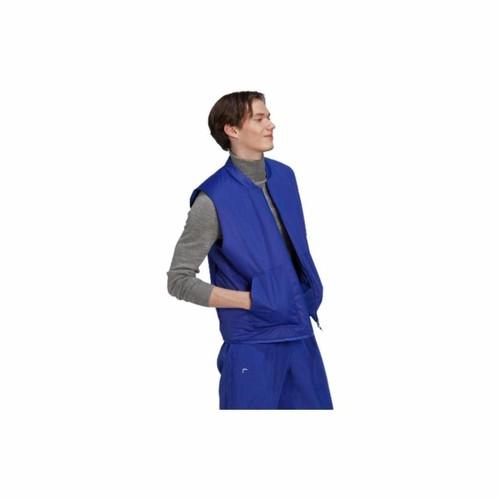 adidas Solid Color Logo Zipper Sleeveless Windbreaker Jacket for Men, Blue