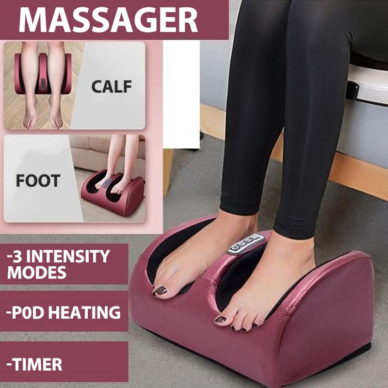 Electric Foot Leg Massager Hot Compression Therapy Shiatsu Kneading Roller Muscle Vibrator Deep Tissue Heating Massage Relaxing